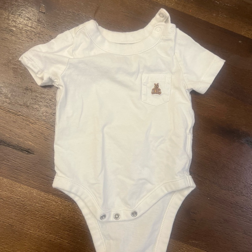 GAP White Baby Onesie with Bear Design